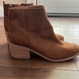 Suede Cognac Heeled Booties ABOUND